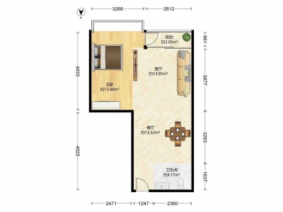 瑧湾汇小区1室2厅户型图3