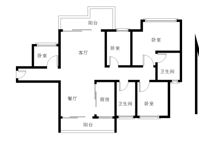 爱琴半岛小区4室2厅2卫户型图1
