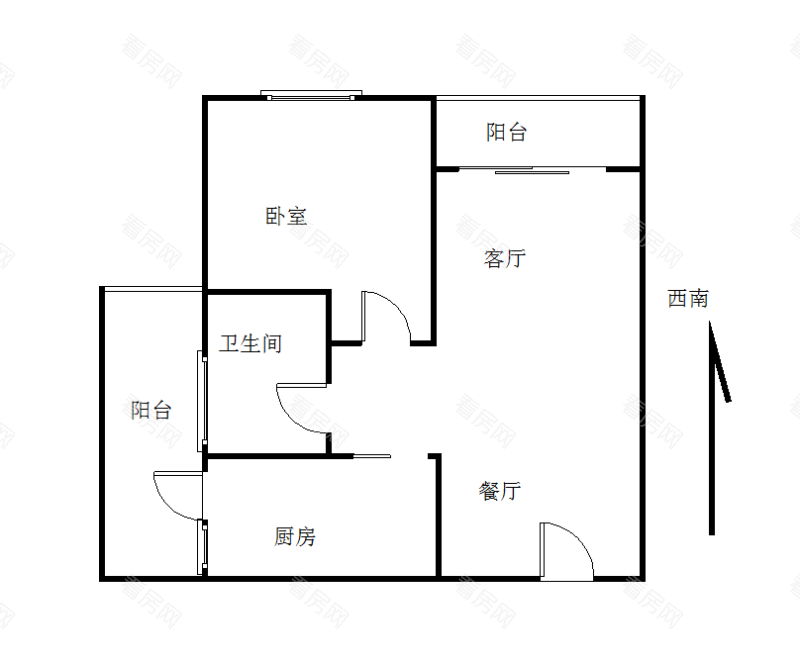 碧水岸小区1室2厅1卫户型图2