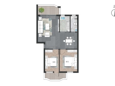 锦程苑(章贡区)小区2室2厅1卫户型图1