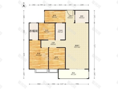 巨亿城小区4室2厅1卫户型图3