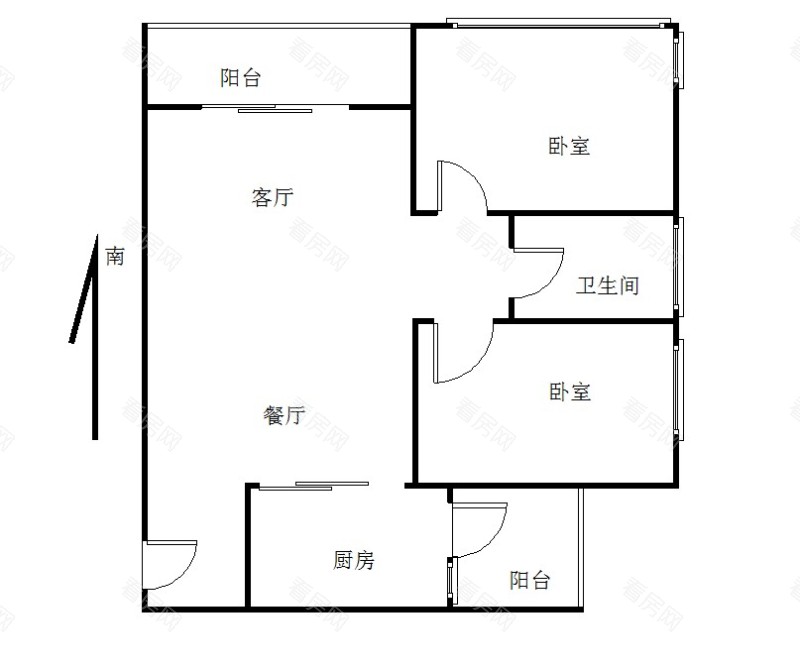 蓝湾半岛小区2室2厅1卫户型图4
