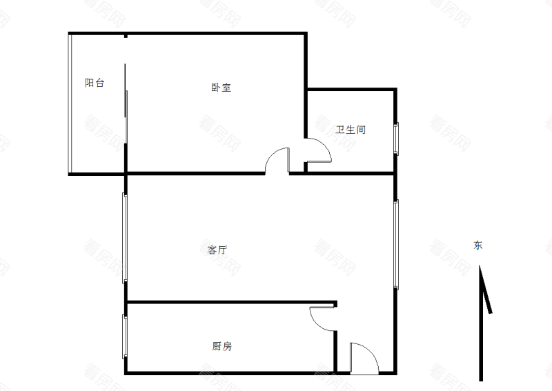 雅居乐岭峰小区1室1厅1卫户型图3