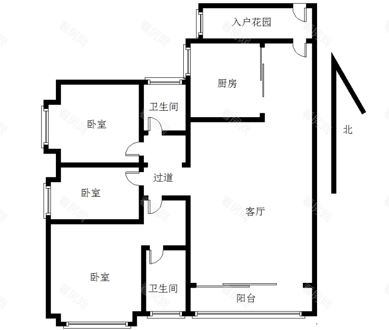 时代名著 3室2厅 95.85㎡ 整租_时代名著租房户型图片14
