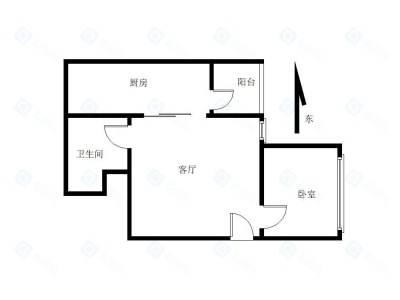 峰荟名庭小区1室1厅1卫户型图2