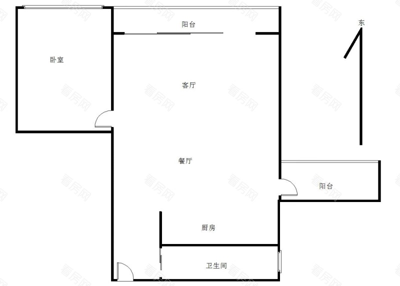 雅居乐悦景园小区1室1厅1卫户型图5