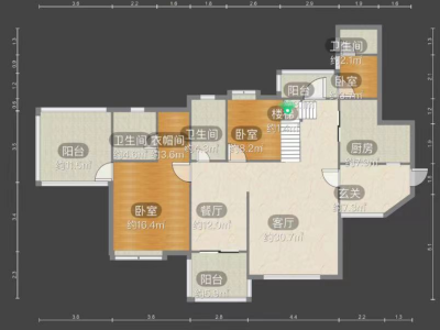 锦绣荣城小区5室2厅3卫户型图2