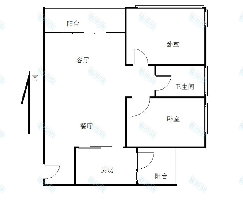 蓝湾半岛小区2室2厅1卫户型图2