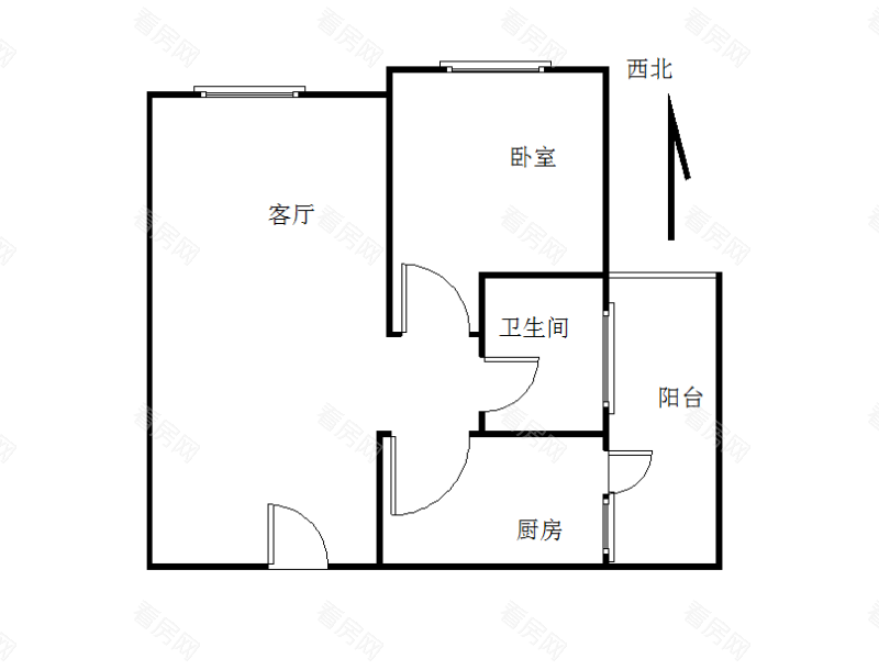 碧水岸小区1室1厅1卫户型图6