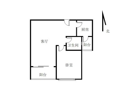 华乐红小区1室1厅1卫户型图1