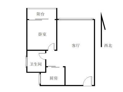 尊寓大厦小区1室2厅1卫户型图3