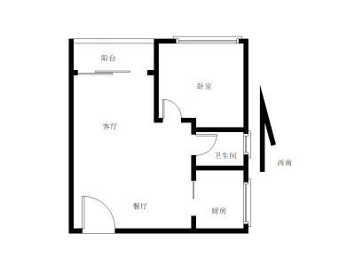 未来荟小区1室2厅1卫户型图1