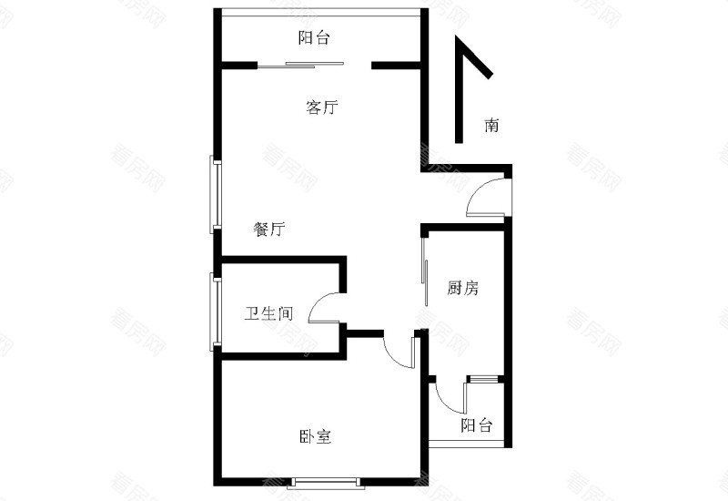 碧水岸小区1室2厅1卫户型图8