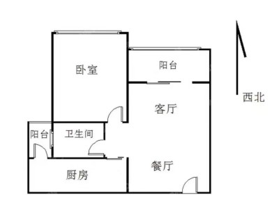 合正汇一城小区1室2厅1卫户型图3