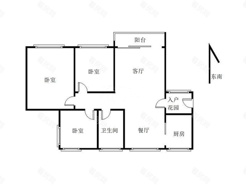 保利时代小区3室2厅1卫户型图15