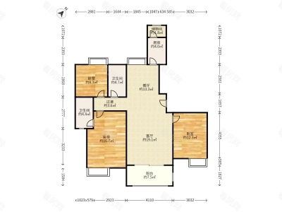 联发雍榕华府小区3室2厅2卫户型图2