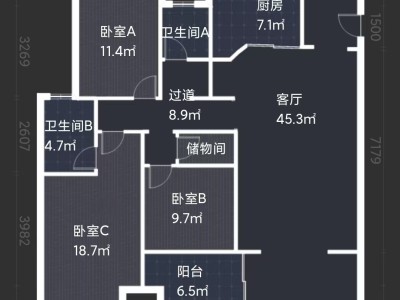幸福里二期小区3室2厅2卫户型图2