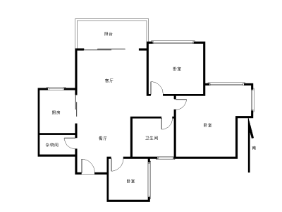 观荟名庭小区3室2厅1卫户型图1