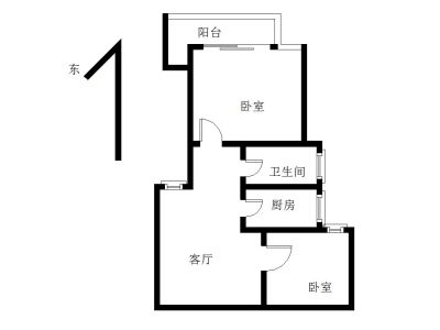 阳光里雅居小区2室1厅1卫户型图3