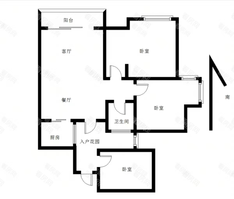 南湾国际小区3室2厅1卫户型图