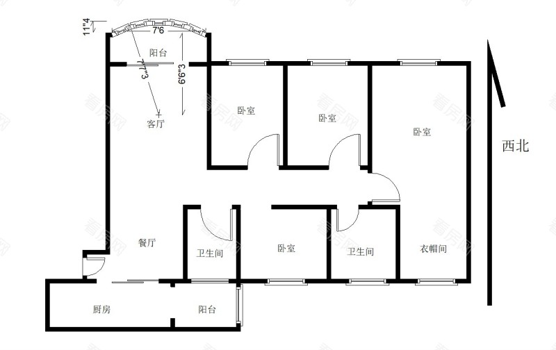 碧桂园翡翠山 4室2厅 139㎡_碧桂园翡翠山租房户型图片10