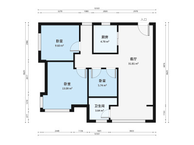 港隆花园小区2室1厅户型图3