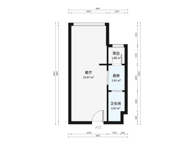 保利御江南小区1室1厅户型图1