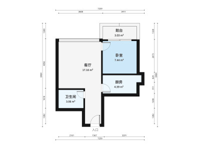 星河世纪小区1室1厅户型图1