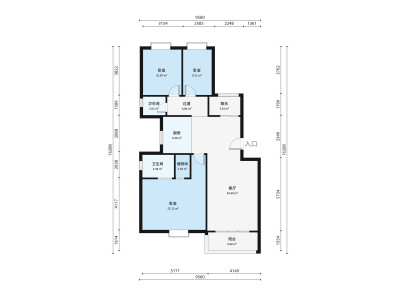 城市花园怡景阁小区3室2厅户型图3