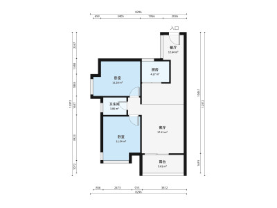华兴金盛丽景小区2室2厅户型图1