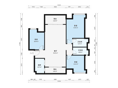 时代御京城小区3室1厅户型图3