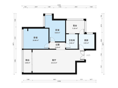 香格丽苑小区3室1厅2卫户型图4