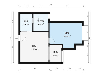 天欣花园三期小区1室1厅户型图1