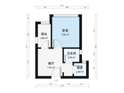 丰硕园小区1室1厅户型图1