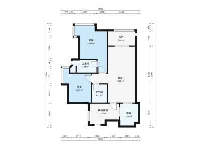 星际豪庭小区2室1厅户型图4
