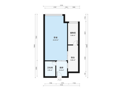 星河世纪小区1室0厅户型图4