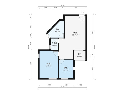 福岗园小区2室2厅户型图3