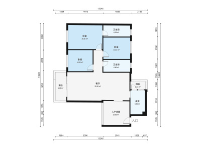 悦廷轩小区3室2厅户型图2