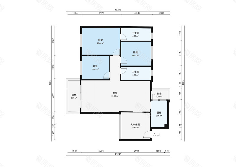 悦廷轩小区3室2厅户型图