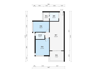 海怡东方花园小区2室1厅户型图4