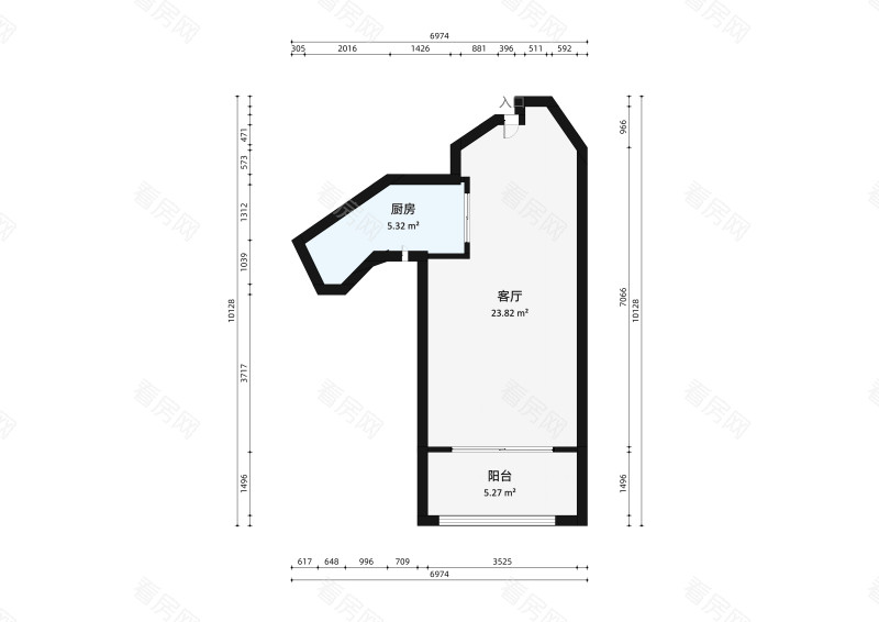 锦绣海湾城六期小区1室0厅户型图2
