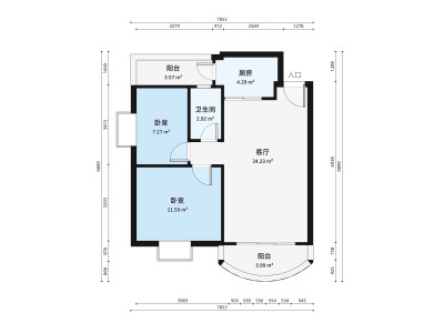 东海湾公寓小区2室2厅户型图1