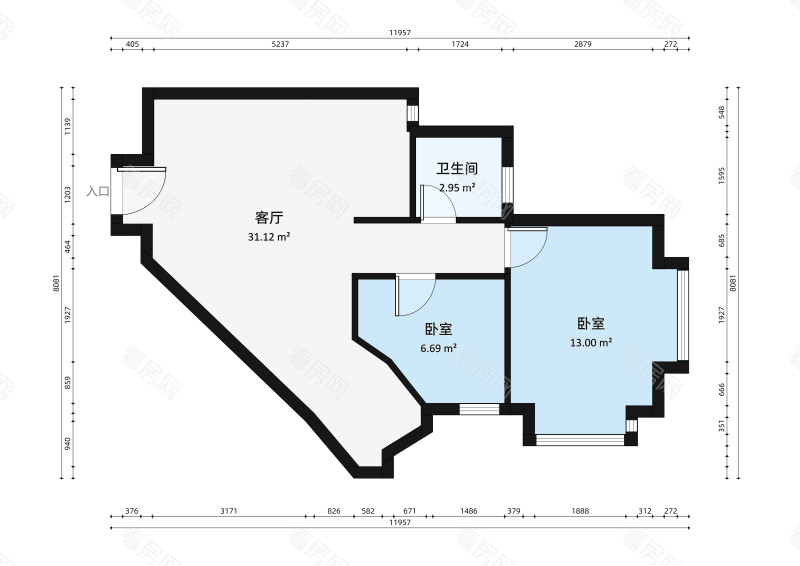 永怡花园北区小区2室1厅户型图3