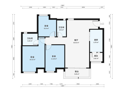 云山诗意二期(增城)小区3室2厅户型图2