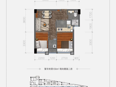 懿荟大厦二期小区2室2厅1卫户型图1