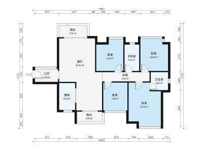 山水一品小区4室2厅户型图2