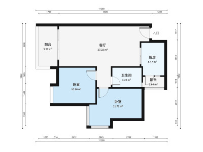 云山诗意二期(增城)小区2室1厅户型图3