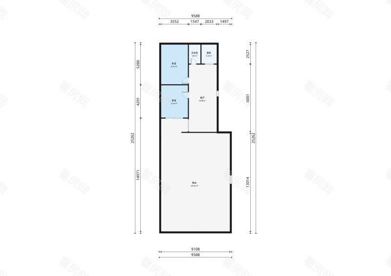 富豪山庄南区小区2室2厅户型图3