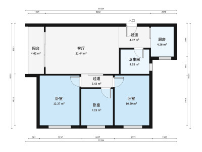 高坎新村小区3室2厅户型图1