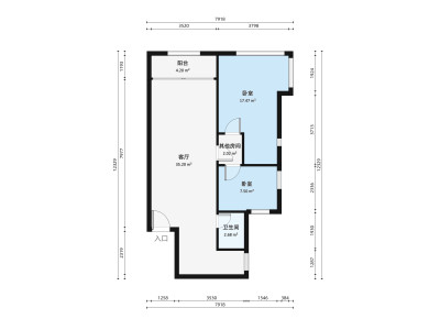 科苑学里小区2室1厅户型图2